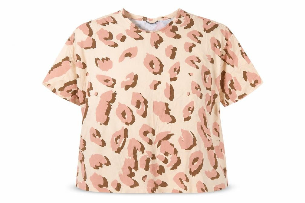 Front view of ASOS Design Women's Beige Animal Print Cotton T-Shirt UK 22