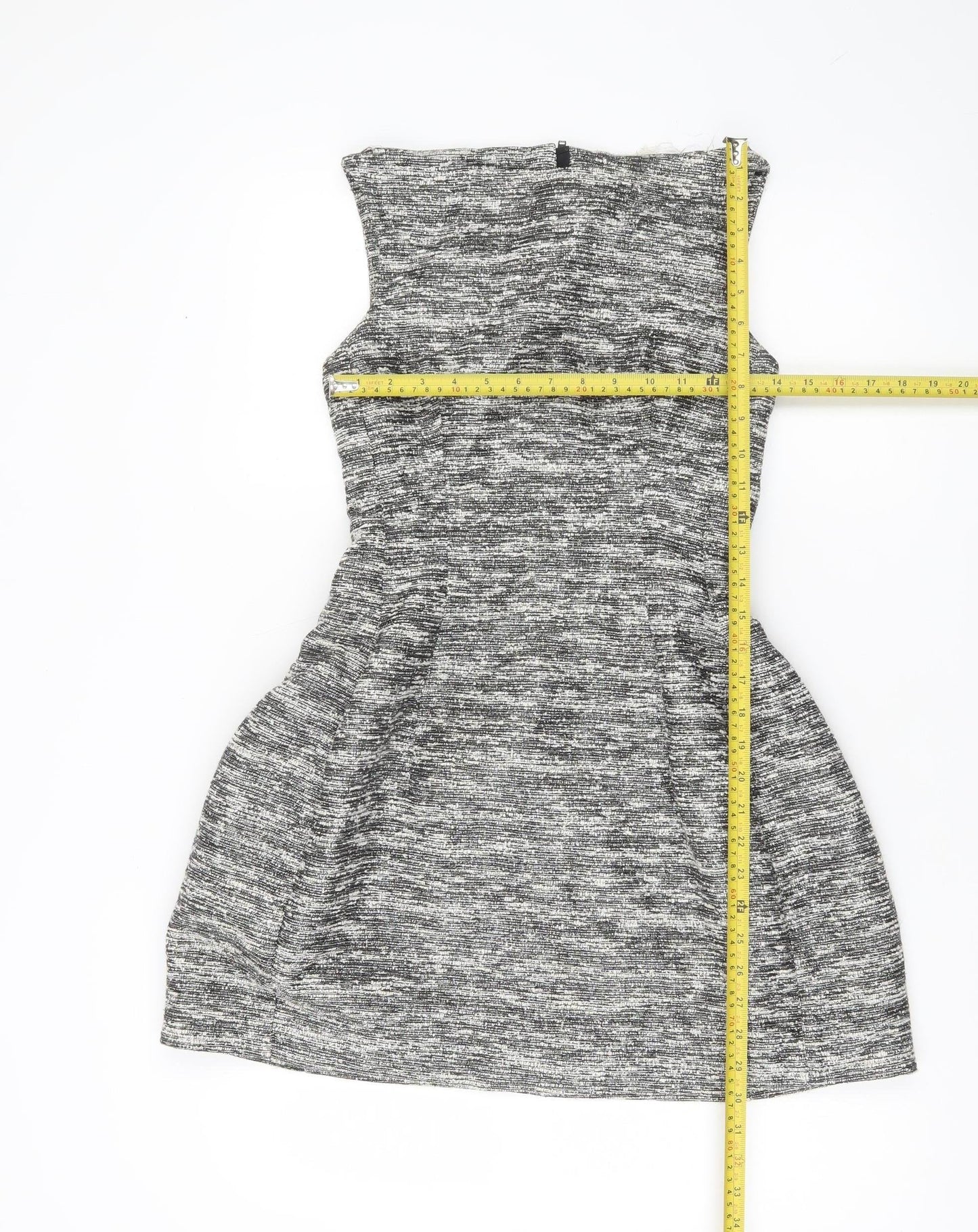 Zara Woman Women’s Grey XS A-Line Sleeveless Tweed Dress