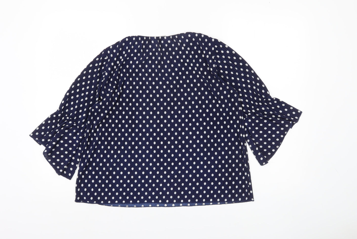 Dorothy Perkins Womens Blue Polka Dot Blouse Size 8 Flared Sleeves