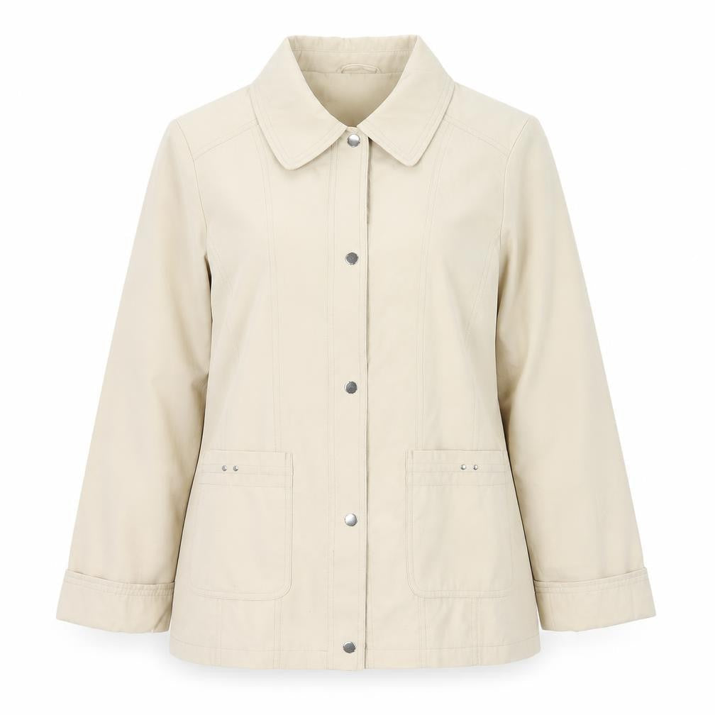 EWM Women’s Beige Mid-Length Basic Jacket Size 12 Polyester