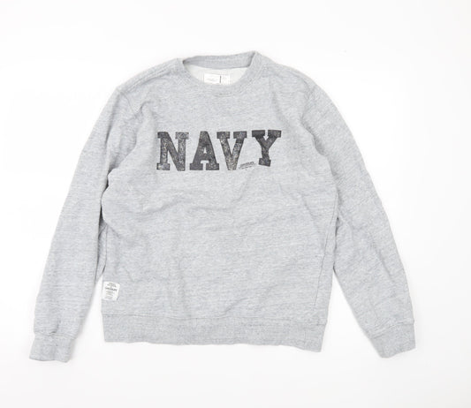 Chocolate Women’s Grey Cotton Sweatshirt Navy Logo Size XS