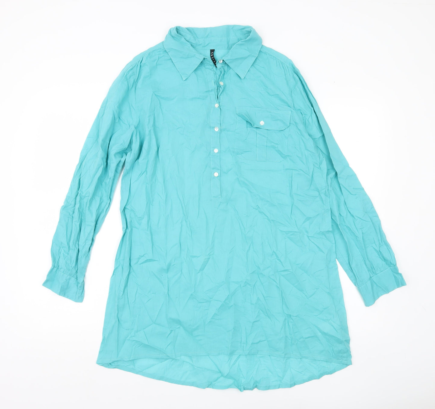 BHS Women’s Green Cotton Tunic Shirt Size 12 Long Sleeve