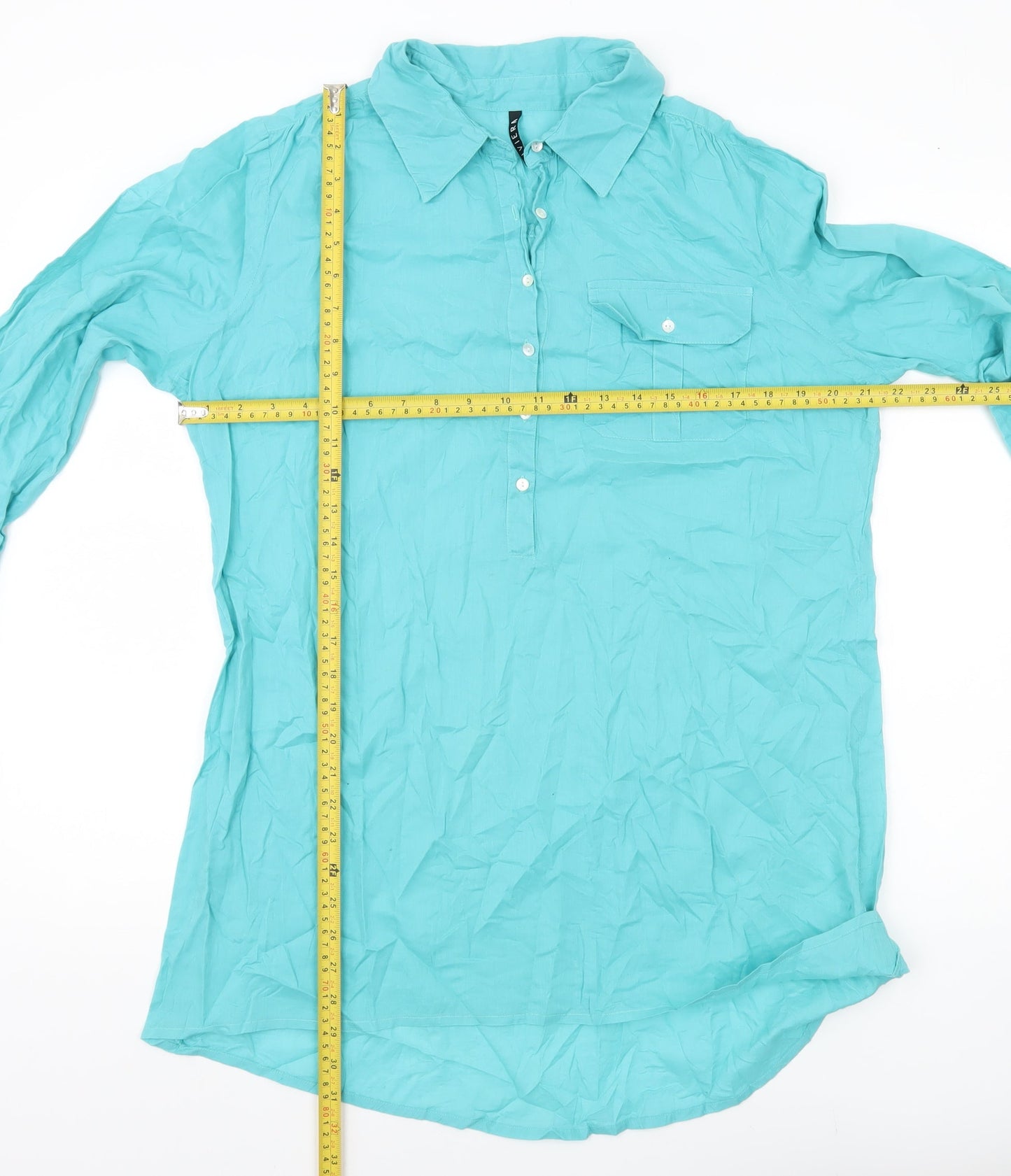 BHS Women’s Green Cotton Tunic Shirt Size 12 Long Sleeve