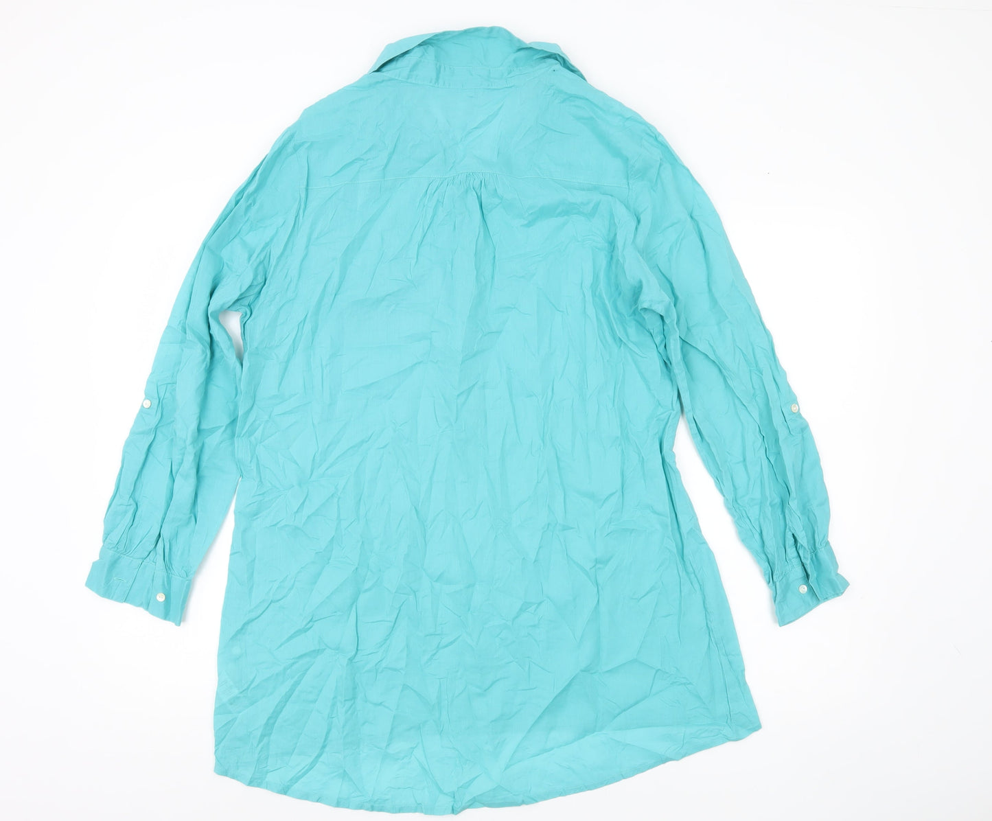 BHS Women’s Green Cotton Tunic Shirt Size 12 Long Sleeve