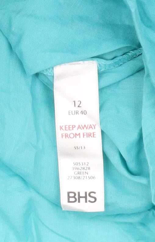 BHS Women’s Green Cotton Tunic Shirt Size 12 Long Sleeve