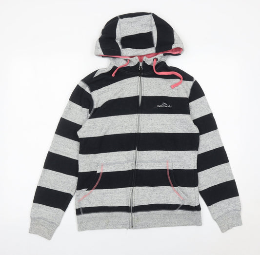 Kathmandu Womens Grey Black Striped Full Zip Hoodie Size 10