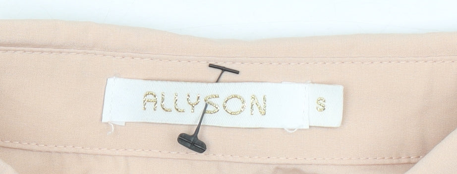 Allyson Women’s Beige Shirt Dress S Hi-Low Puff Sleeve Belted