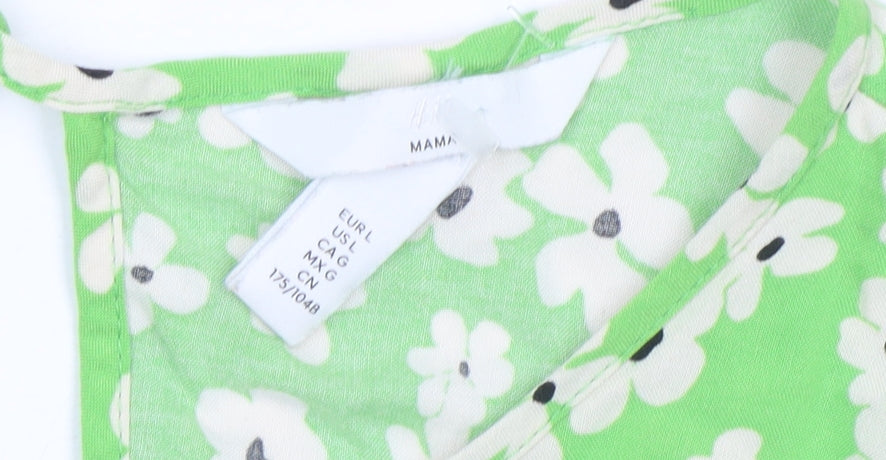 H&M Maternity Womens Green Floral Shift Dress Size 14 Long Sleeve