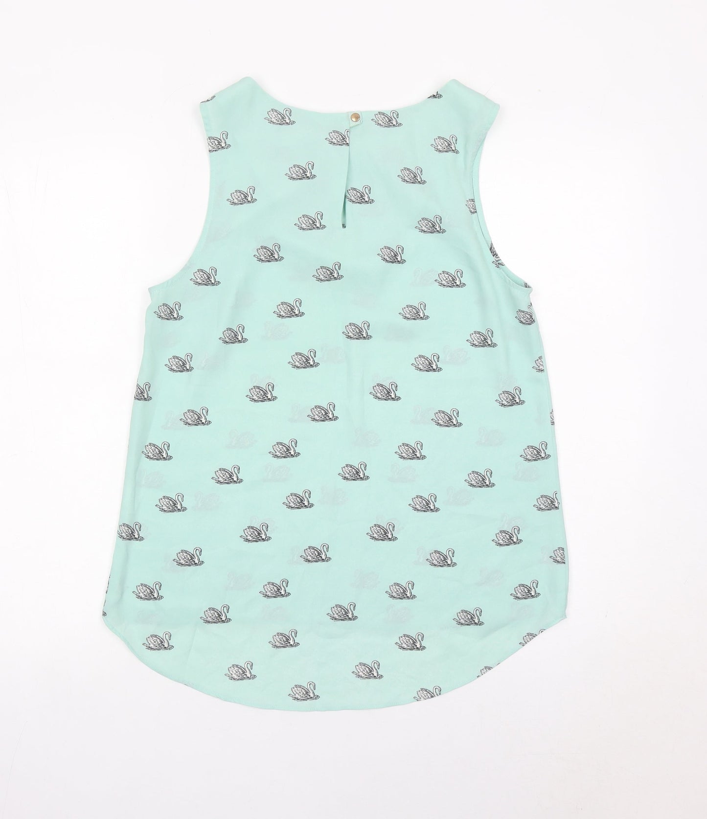 Oasis Womens Blue Swan Print Sleeveless Tank Top Size 12