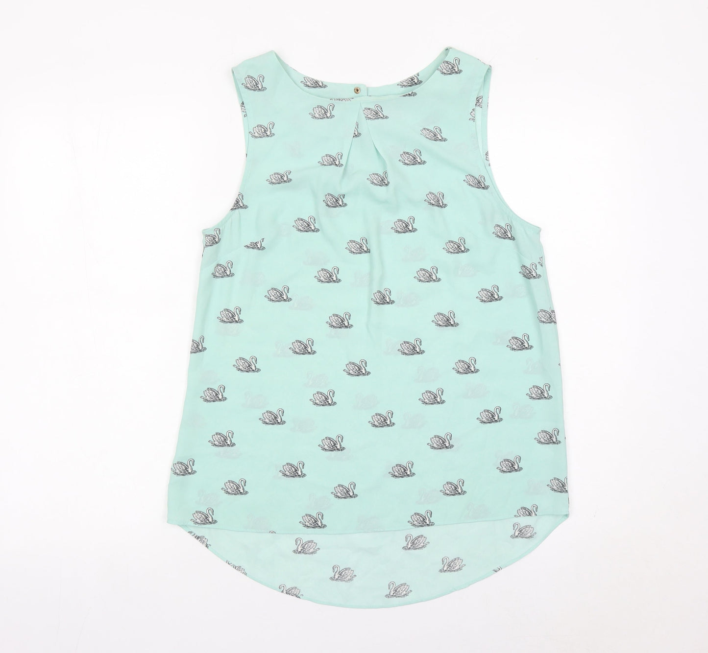 Oasis Womens Blue Swan Print Sleeveless Tank Top Size 12