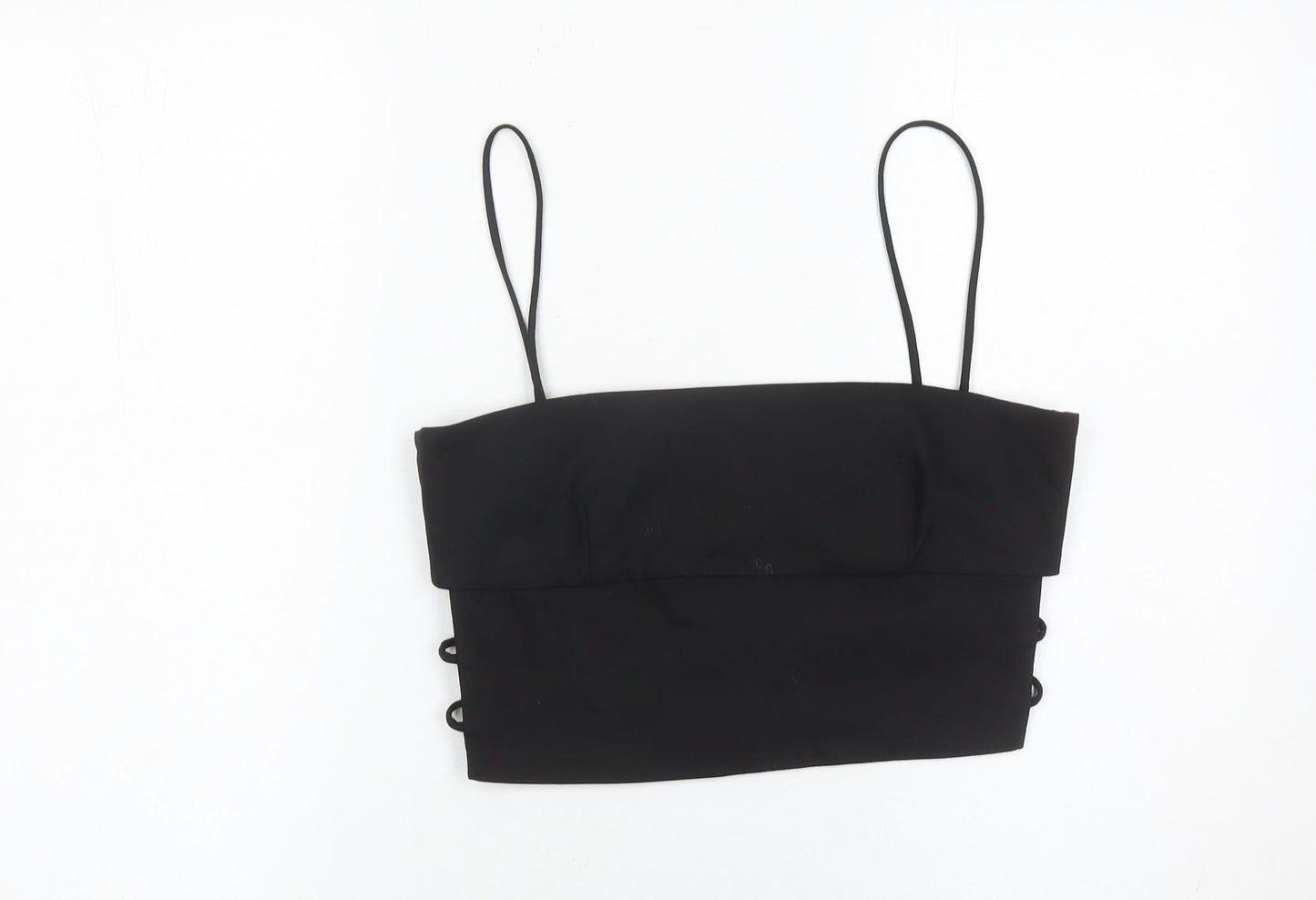 Zara Women Black Size 12 Camisole Spaghetti Strap Crop Top