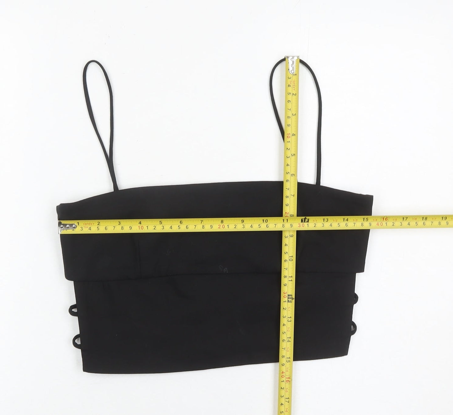 Zara Women Black Size 12 Camisole Spaghetti Strap Crop Top