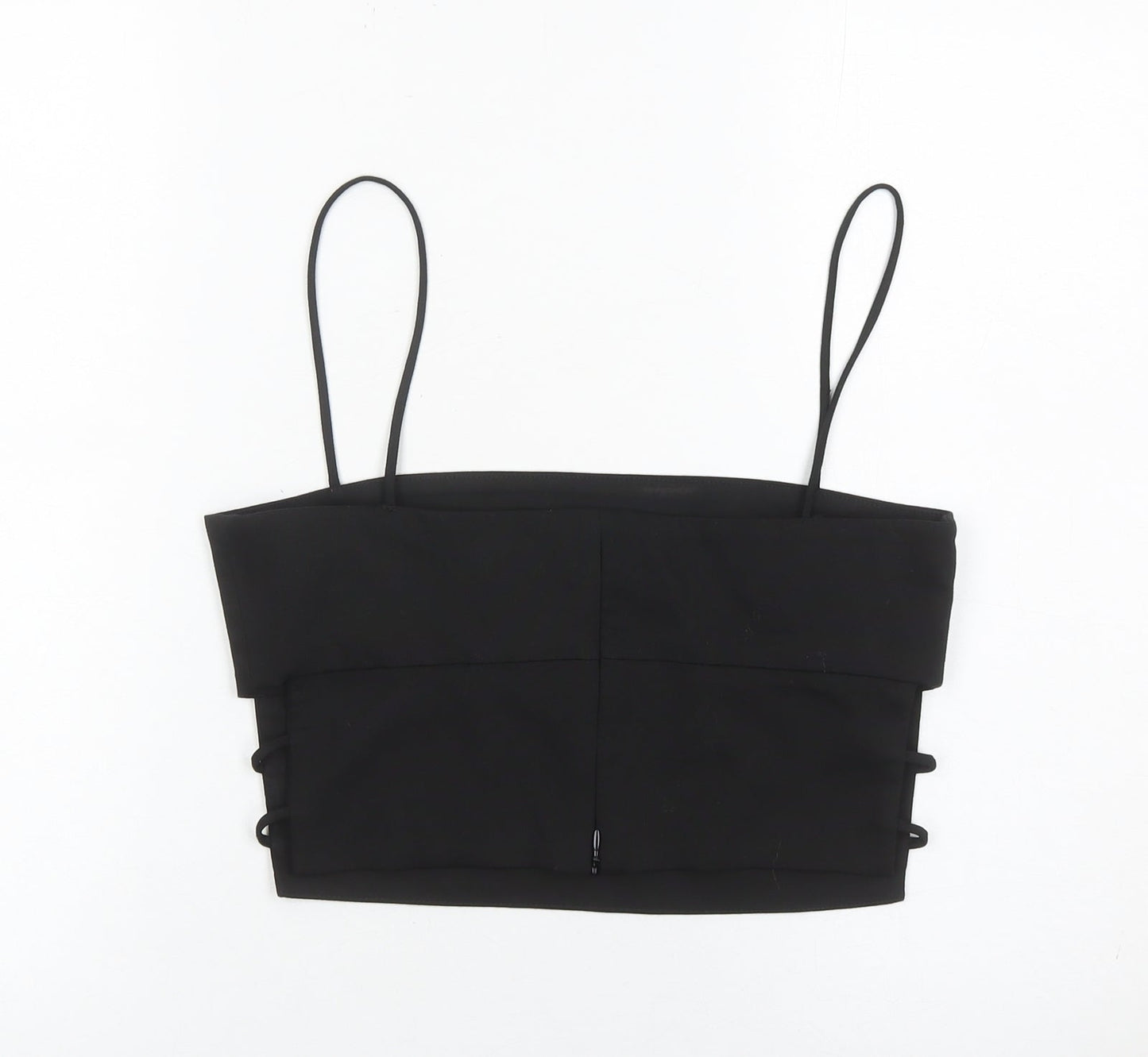 Zara Women Black Size 12 Camisole Spaghetti Strap Crop Top