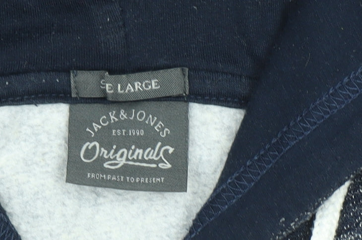 Jack & Jones Mens Blue Pullover Hoodie Size L Regular Fit