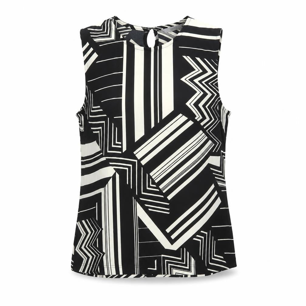 Marks and Spencer Women’s Black Geometric Sleeveless Blouse UK 12