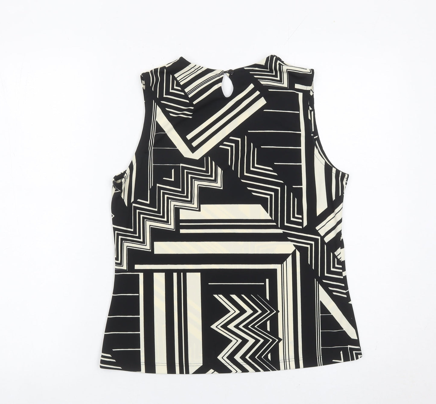 Marks and Spencer Women’s Black Geometric Sleeveless Blouse UK 12