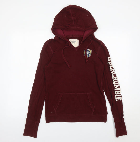 Abercrombie & Fitch Women's Burgundy L Pullover Hoodie Logo Print