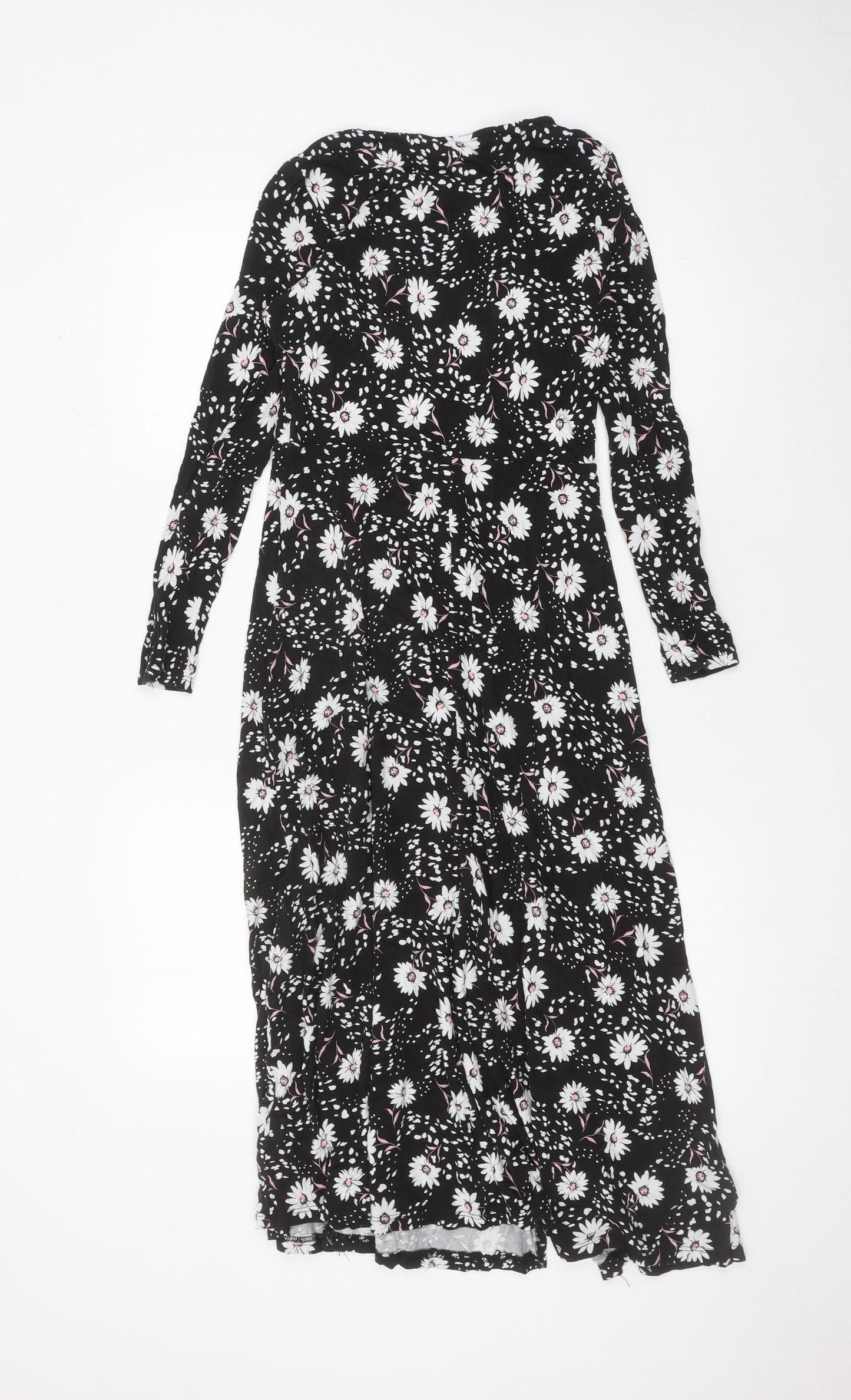 Dorothy Perkins Petite Women’s Black Floral Midi Fit & Flare Dress UK 8