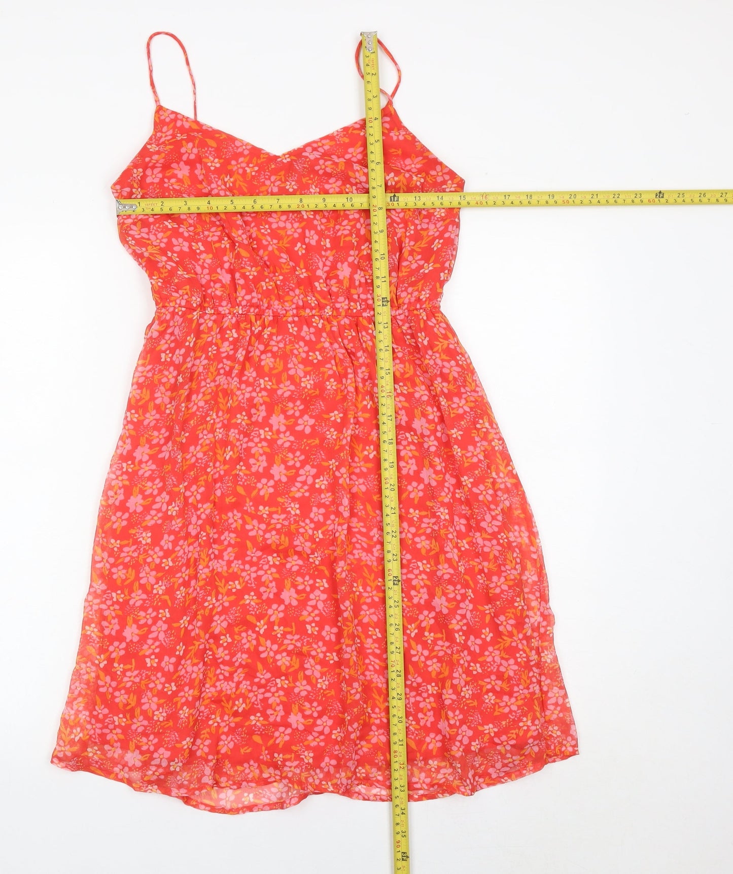 Vero Moda Womens Red Floral Slip Dress XS Sleeveless Knee Length Summer