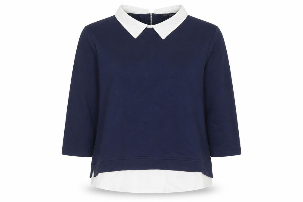 French Connection Women’s Blue Collared Zip Back Pullover Sweatshirt M