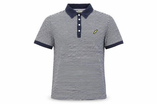 Brookhaven Men’s Blue Striped Cotton Polo Shirt Medium