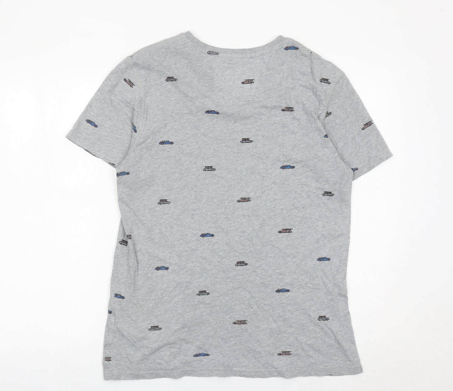 FatFace Men’s Grey Car Print Crew Neck Cotton T-Shirt Size S
