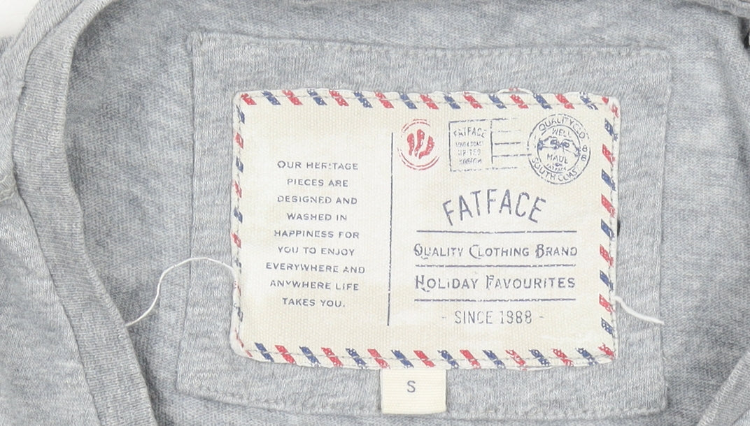 FatFace Men’s Grey Car Print Crew Neck Cotton T-Shirt Size S
