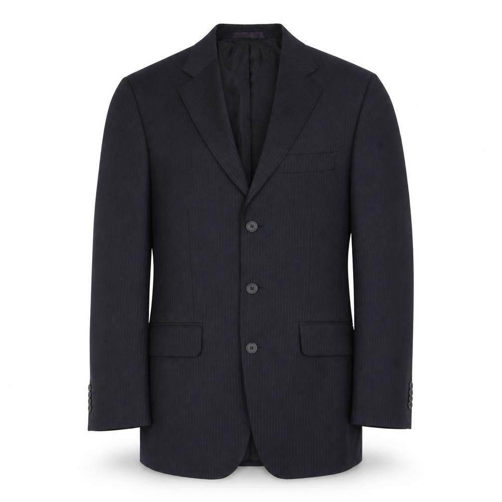 George Mens Black Pinstripe Suit Jacket 36R Regular Fit Business Wedding
