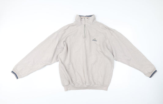 Adidas Men’s Beige 1/4 Zip Sweatshirt L High Neck Logo Pullover