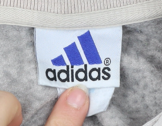 Adidas Men’s Beige 1/4 Zip Sweatshirt L High Neck Logo Pullover
