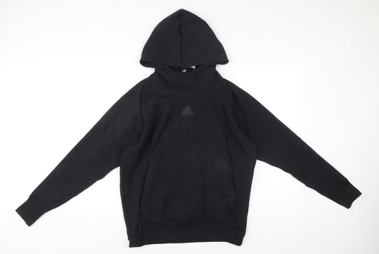 Adidas Men’s Black Pullover Hoodie Small Logo Fleece Sweatshirt