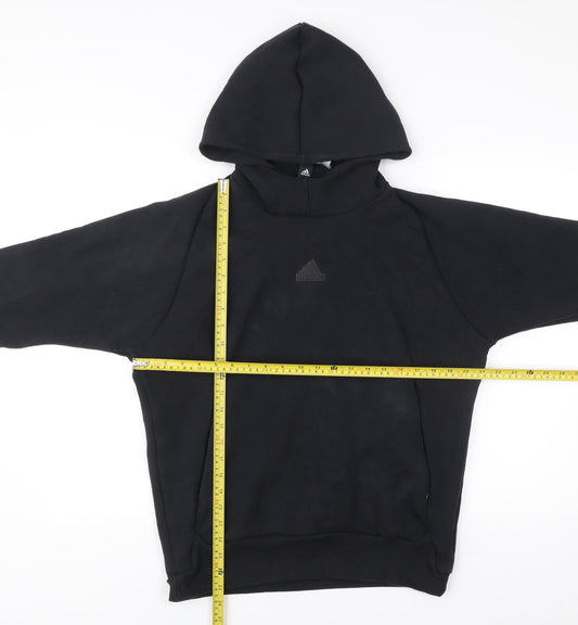 Adidas Men’s Black Pullover Hoodie Small Logo Fleece Sweatshirt