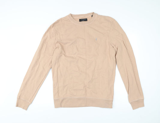 AllSaints Mens Beige Medium Pullover Sweatshirt Crew Neck Cotton