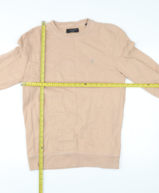 AllSaints Mens Beige Medium Pullover Sweatshirt Crew Neck Cotton
