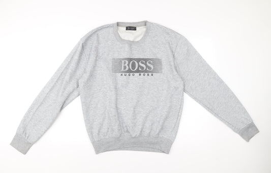 Hugo Boss Mens Grey XL Logo Sweatshirt Crew Neck Pullover