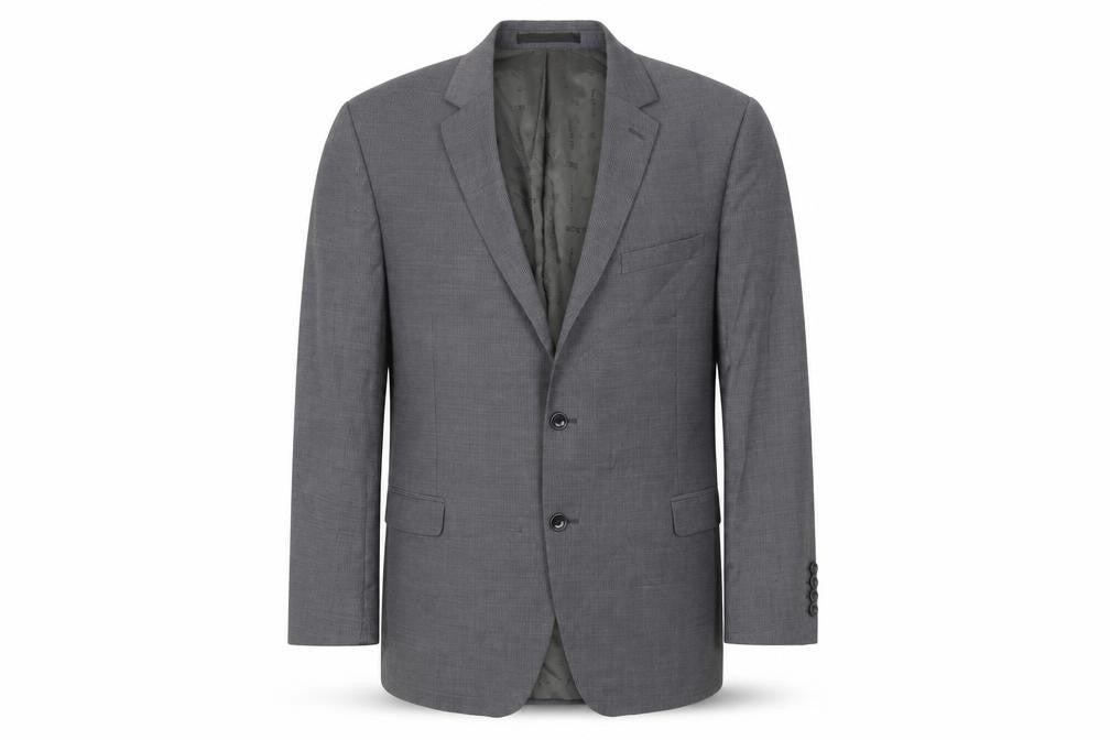 Blazer Men Grey 44 Short Wool Blend Two-Button Jacket