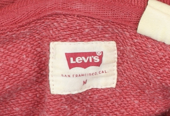 Levi's Men Red Pullover Hoodie M Logo Graphic Long Sleeve