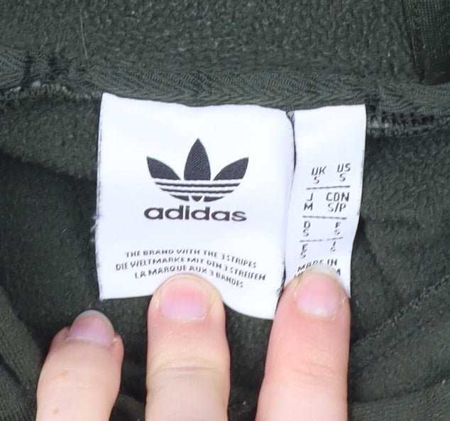Adidas Men’s Green Pullover Hoodie Small Logo Sportswear Fleece