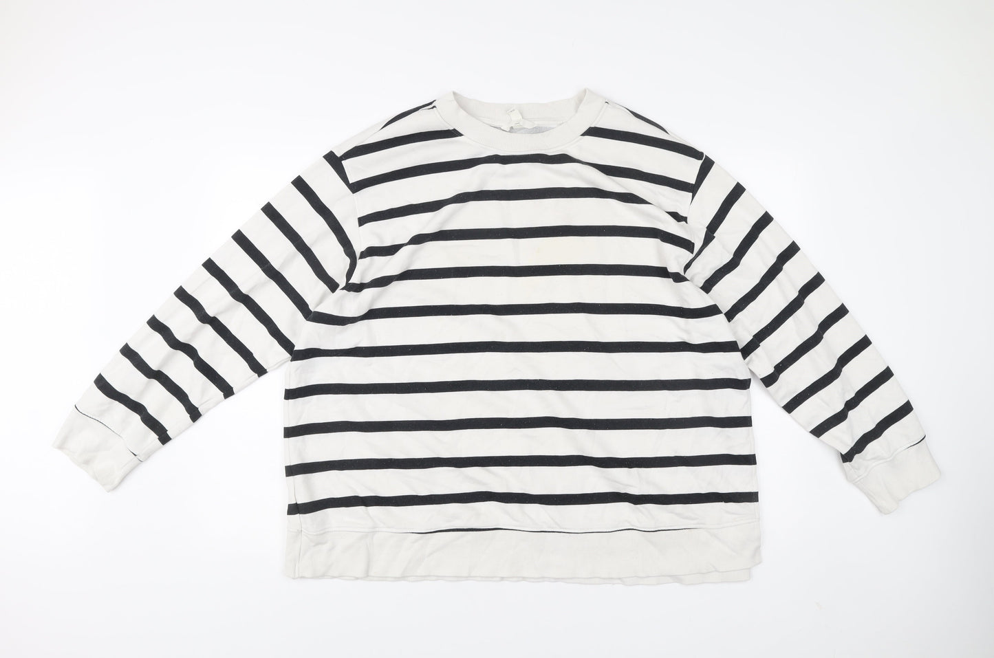 H&M MAMA Women’s Black White Striped Sweatshirt XL Cotton Blend
