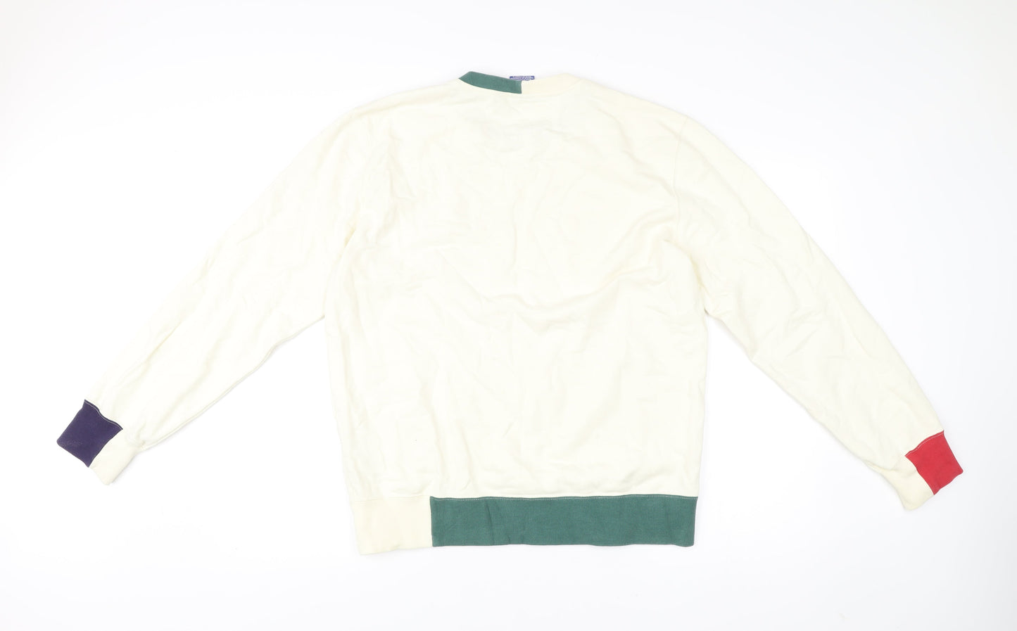 Champion Mens Ivory XL Crew Neck Logo Sweatshirt Retro Sports