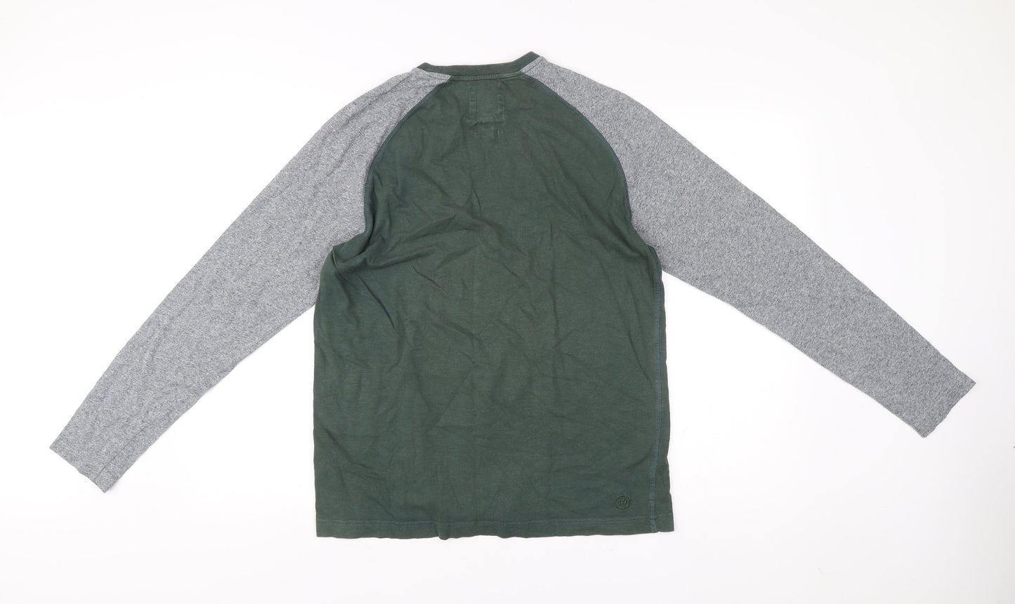 Fat Face Men’s Green Grey Long Sleeve Cotton Casual Top S