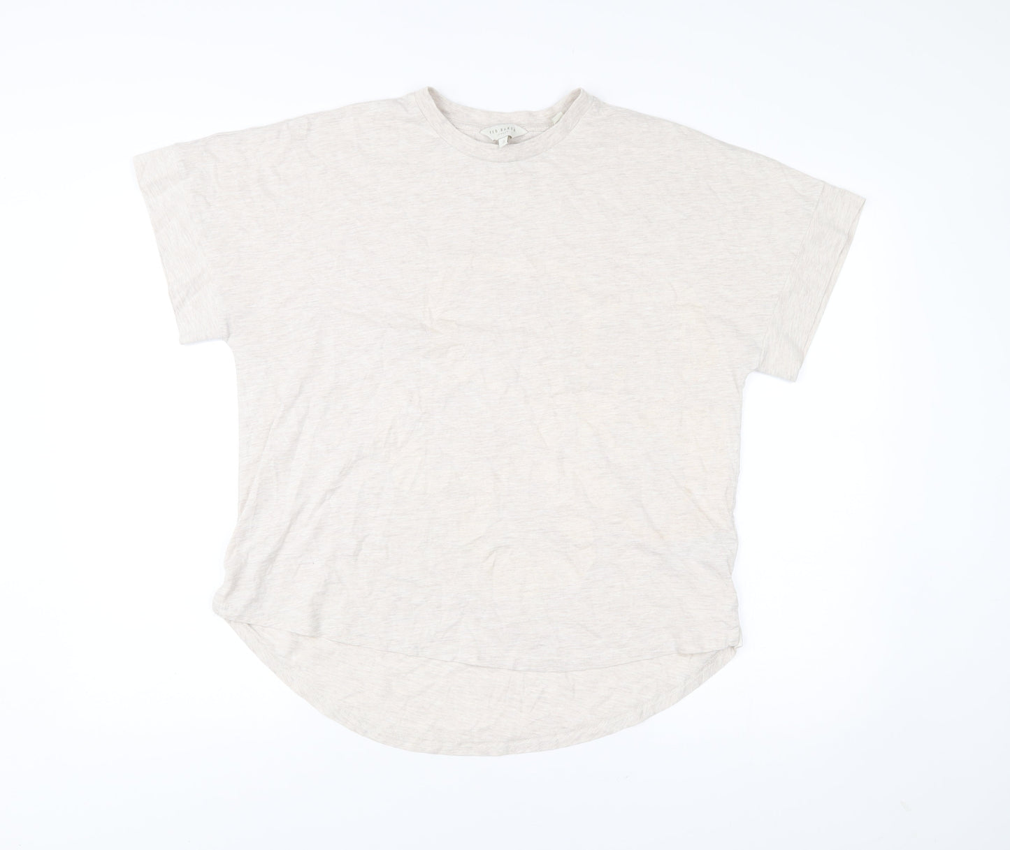 Ted Baker Women’s Beige Cotton Blend Crew Neck T-Shirt Size 12
