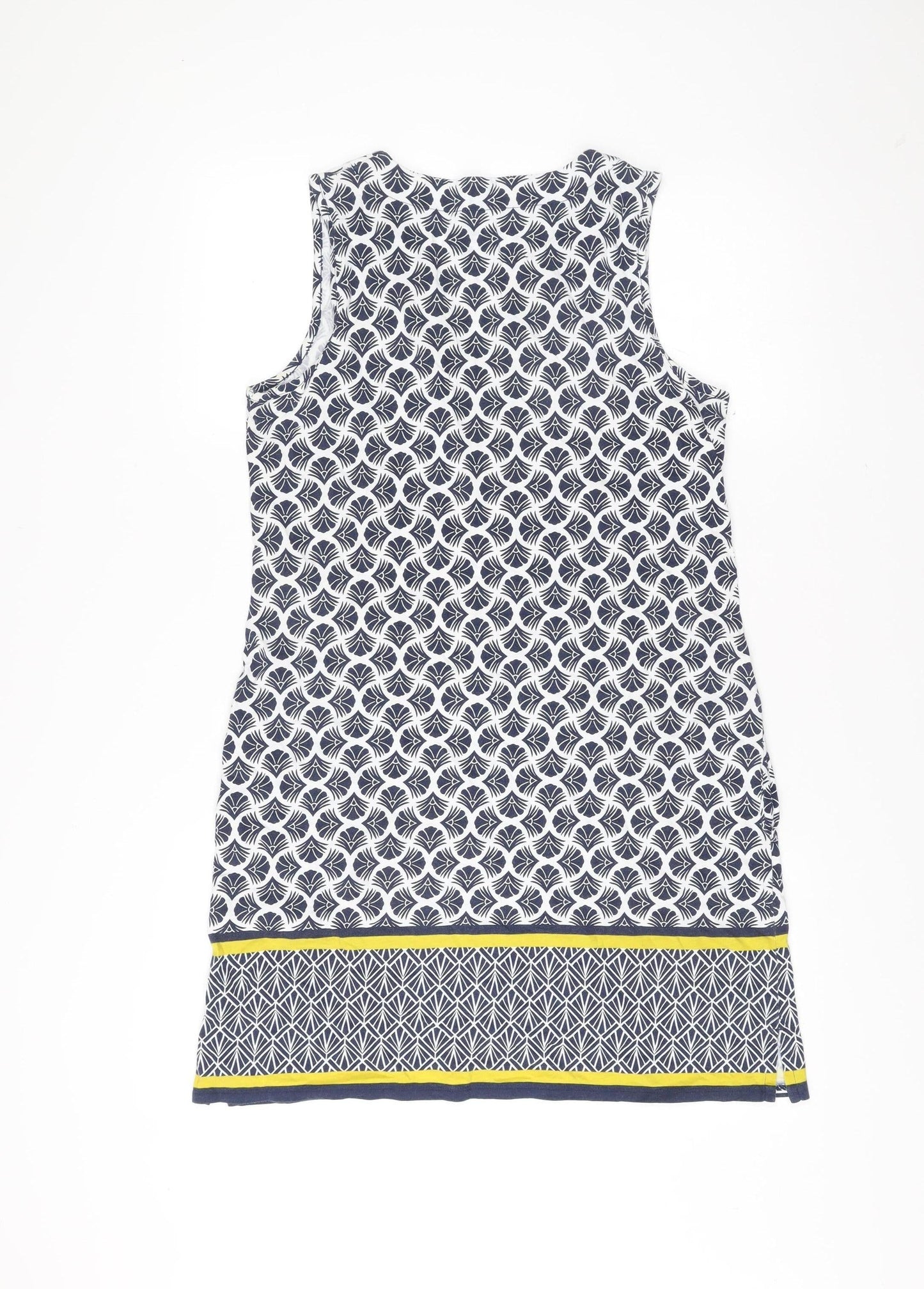 Lands' End Women’s Blue White Geometric Shift Dress S Sleeveless