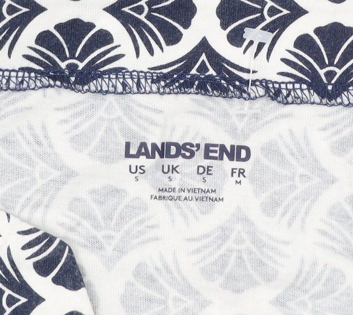 Lands' End Women’s Blue White Geometric Shift Dress S Sleeveless