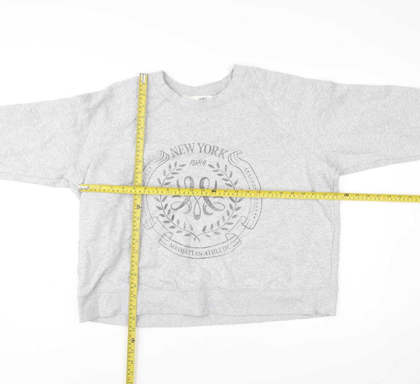 Marks and Spencer Womens Grey L Sweatshirt Pullover Crew Neck Logo
