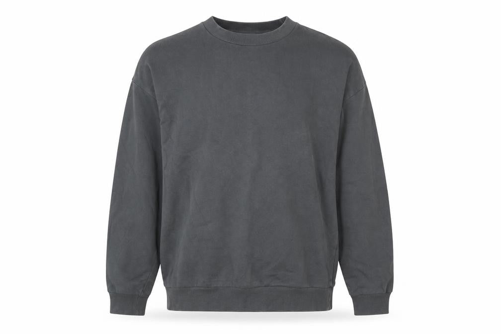 Front view of ASOS Men’s Grey Pullover Sweatshirt, size S, Crew Neck Fleece Cotton