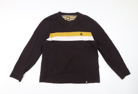 Pretty Green Mens 2XL Black Sweatshirt Stripe Logo Pullover Long Sleeve