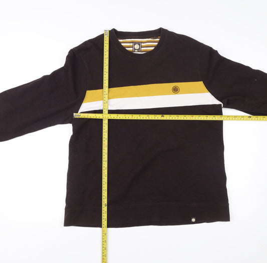 Pretty Green Mens 2XL Black Sweatshirt Stripe Logo Pullover Long Sleeve