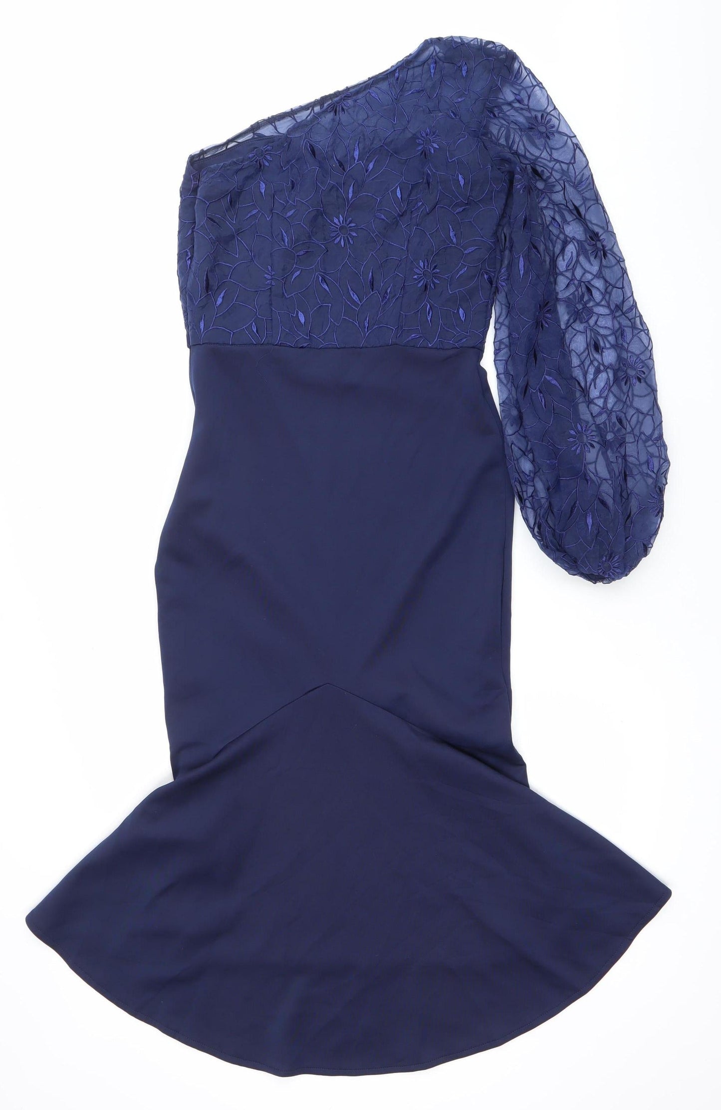 21st London Women’s Blue One Shoulder Mermaid Midi Dress Size 16