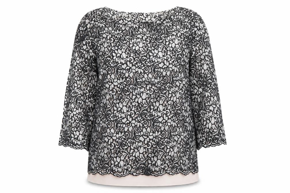 Marks and Spencer Womens Black Lace Floral Blouse UK 14 3/4 Sleeve
